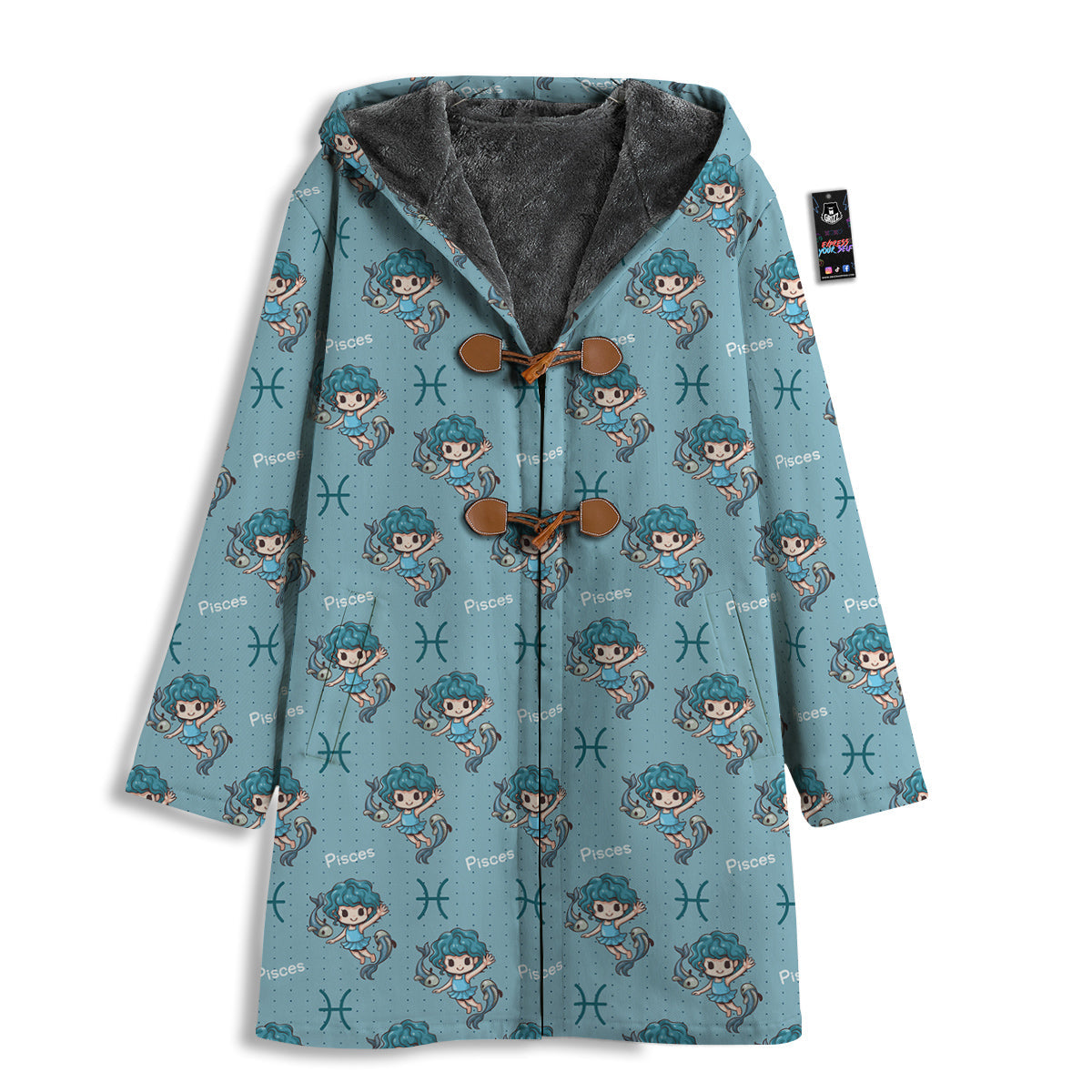 Pisces Cute Cartoon Print Pattern Men's Windbreaker Jacket-grizzshop
