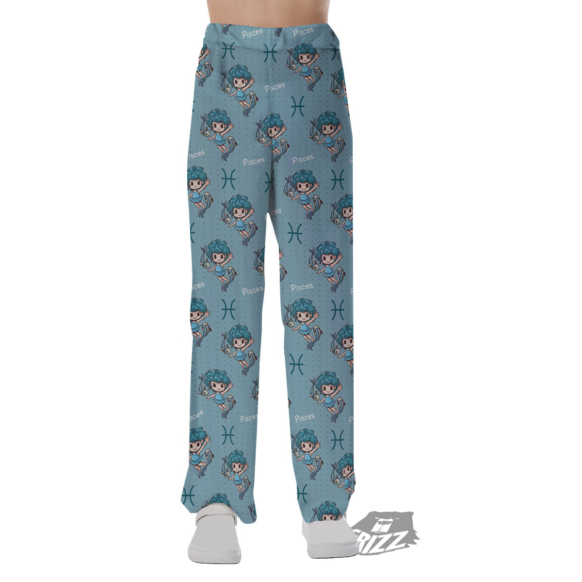 Pisces Cute Cartoon Print Pattern Pajama Pants-grizzshop
