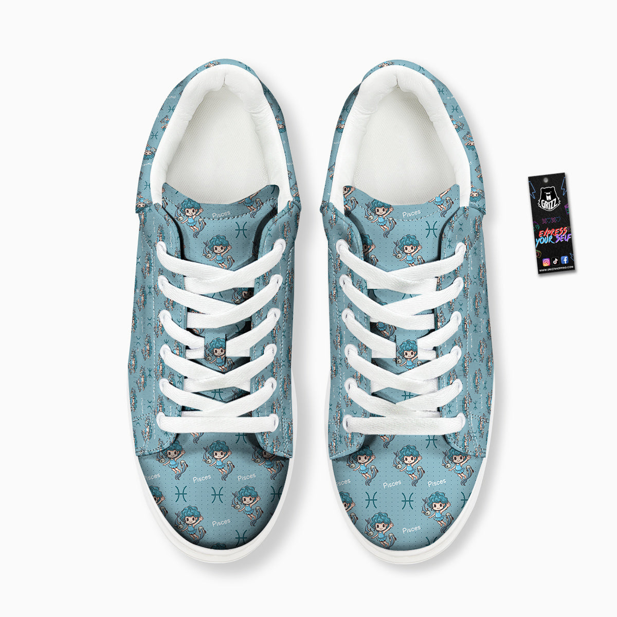 Pisces Cute Cartoon Print Pattern Platform Shoes-grizzshop