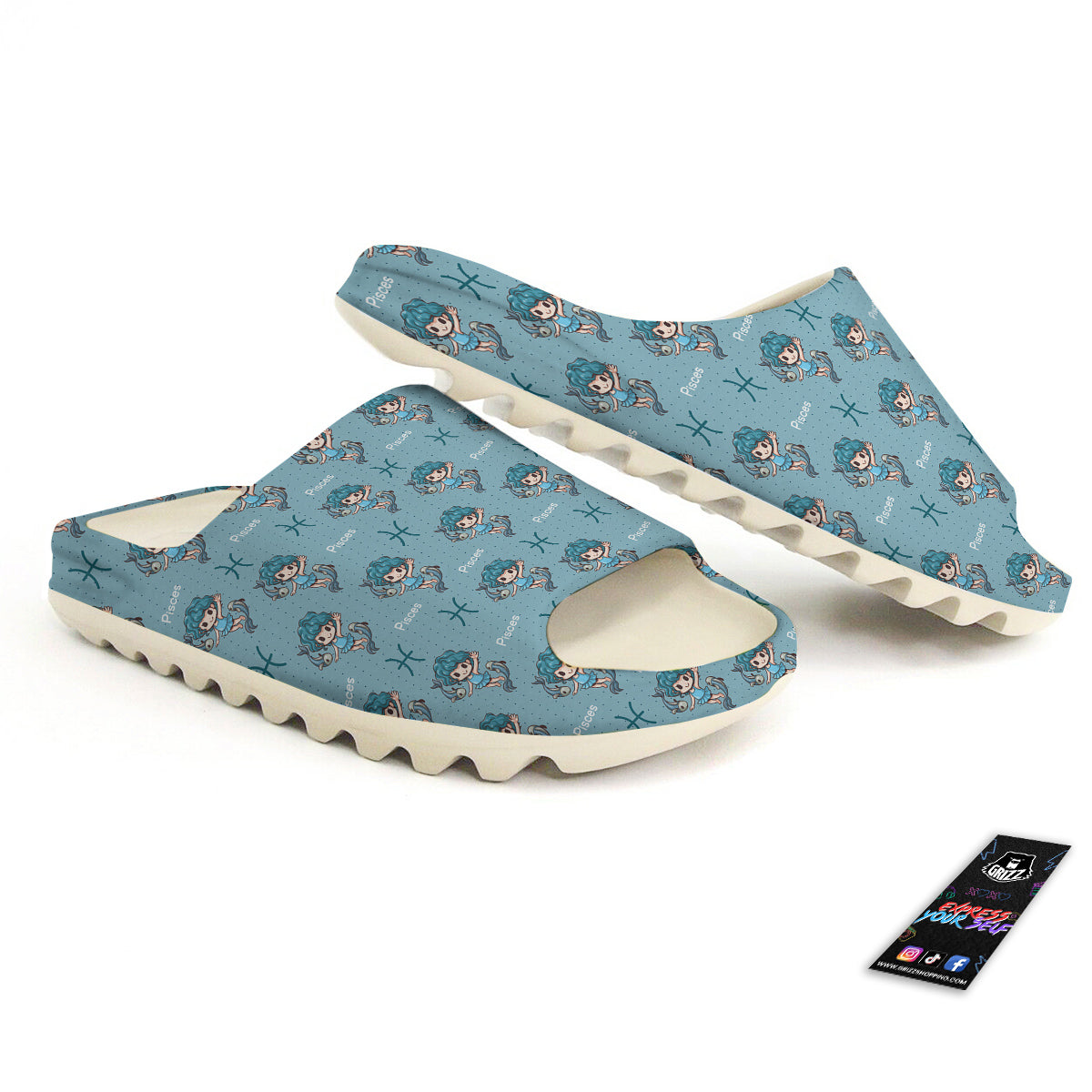 Pisces Cute Cartoon Print Pattern Sandals-grizzshop
