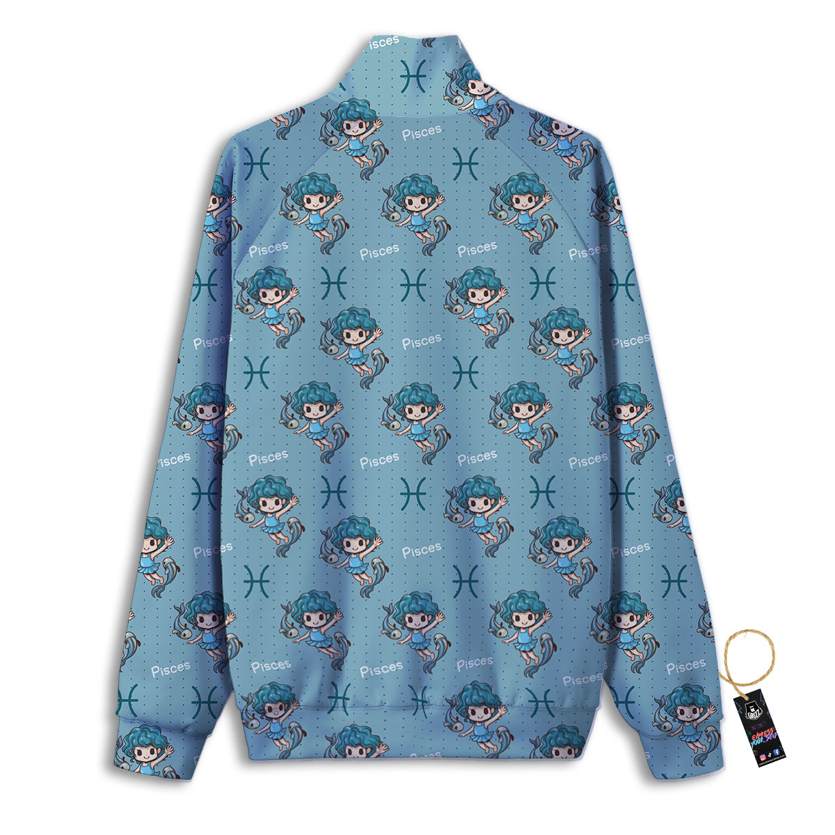 Pisces Cute Cartoon Print Pattern Track Jacket-grizzshop
