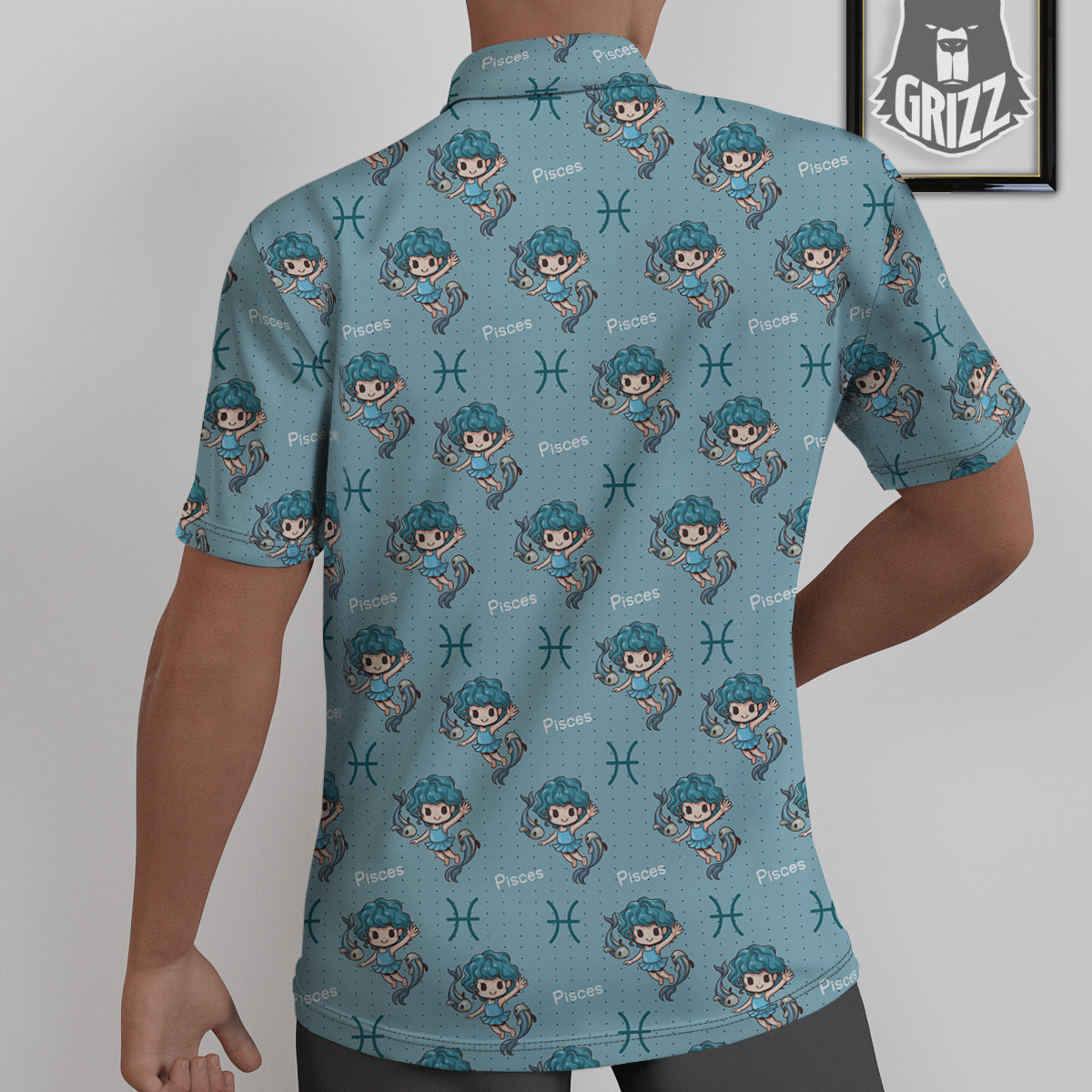 Pisces Cute Cartoon Print Pattern Untucked Shirts-grizzshop