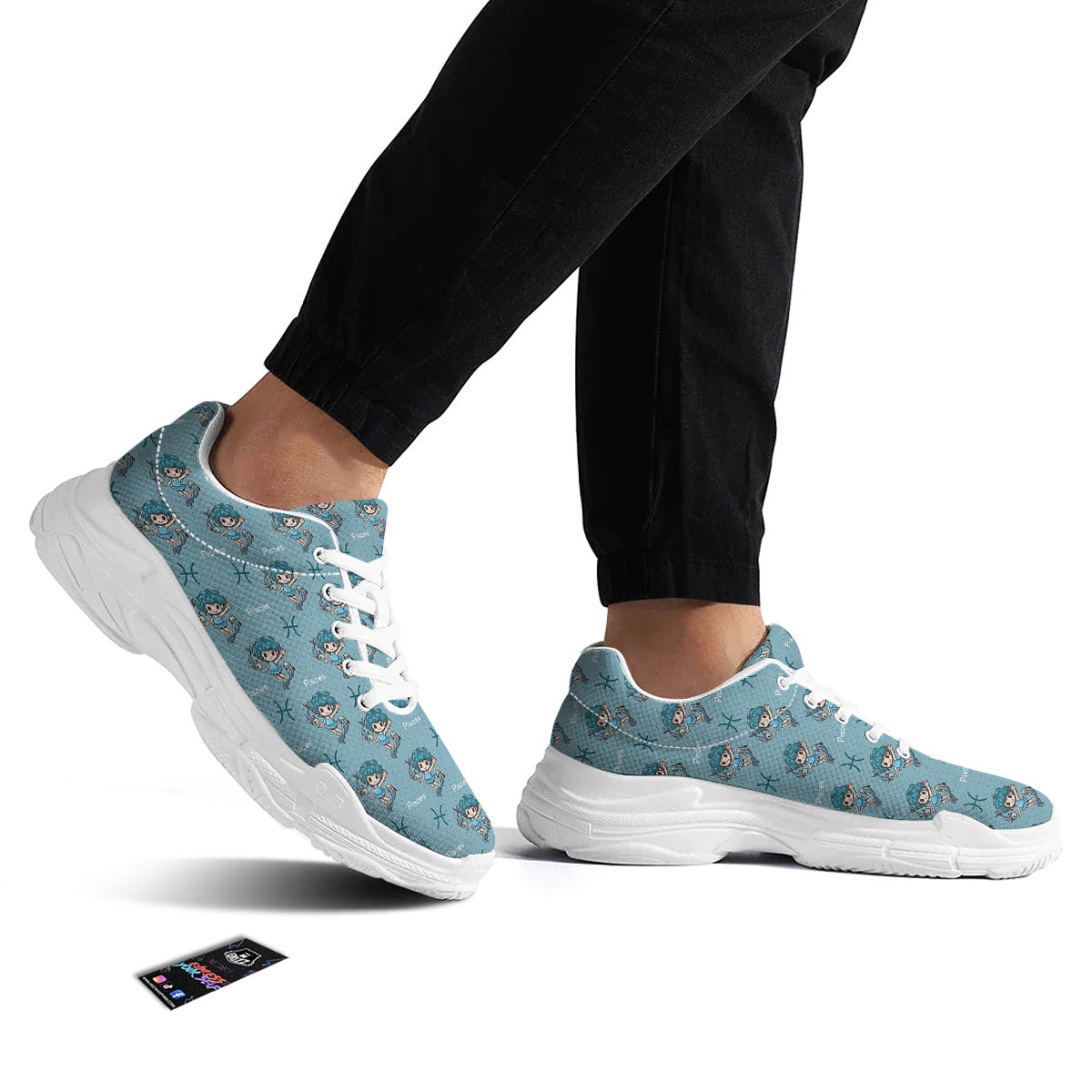 Pisces Cute Cartoon Print Pattern White Chunky Shoes-grizzshop