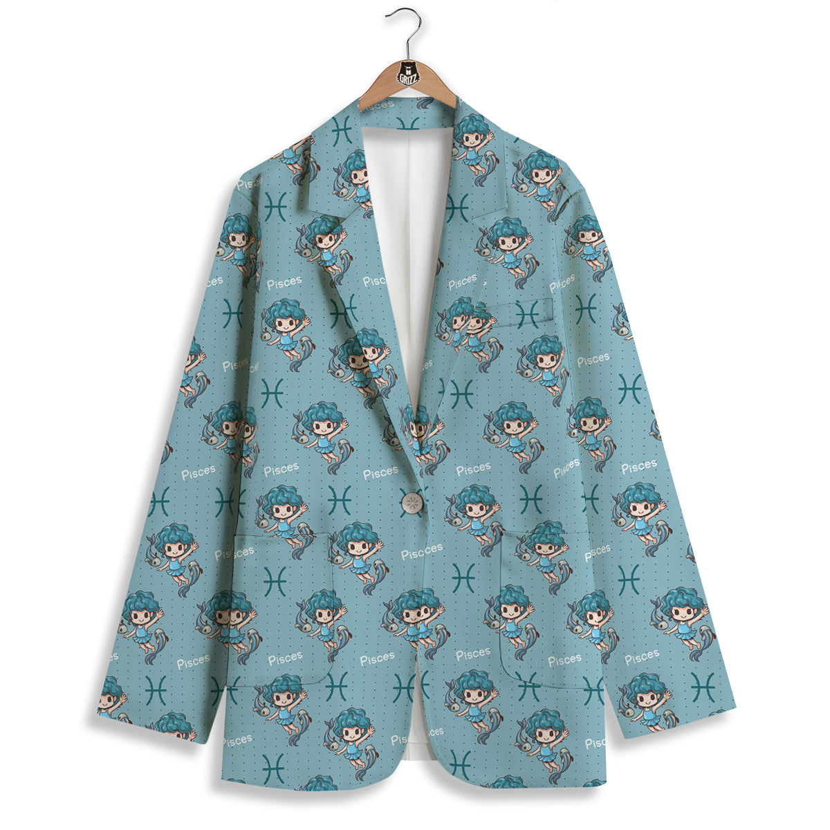 Pisces Cute Cartoon Print Pattern Women's Blazer-grizzshop