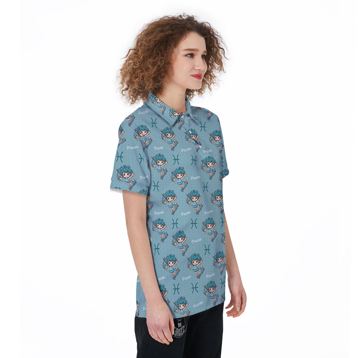 Pisces Cute Cartoon Print Pattern Women's Golf Shirts-grizzshop