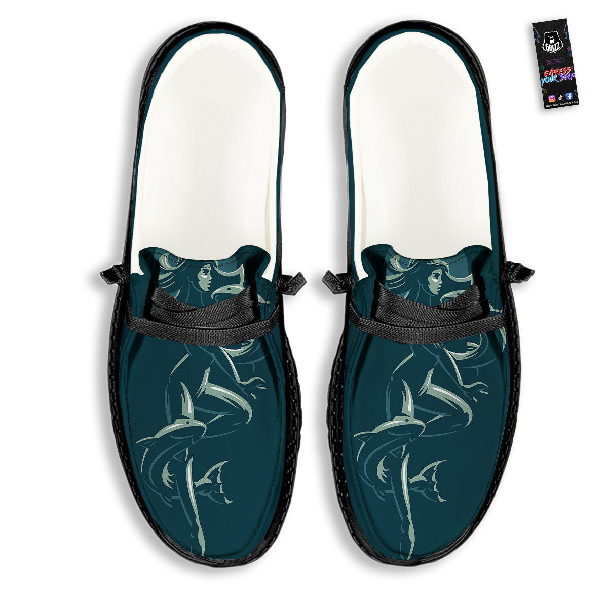 Pisces Sign Astrology Print Black Loafers-grizzshop