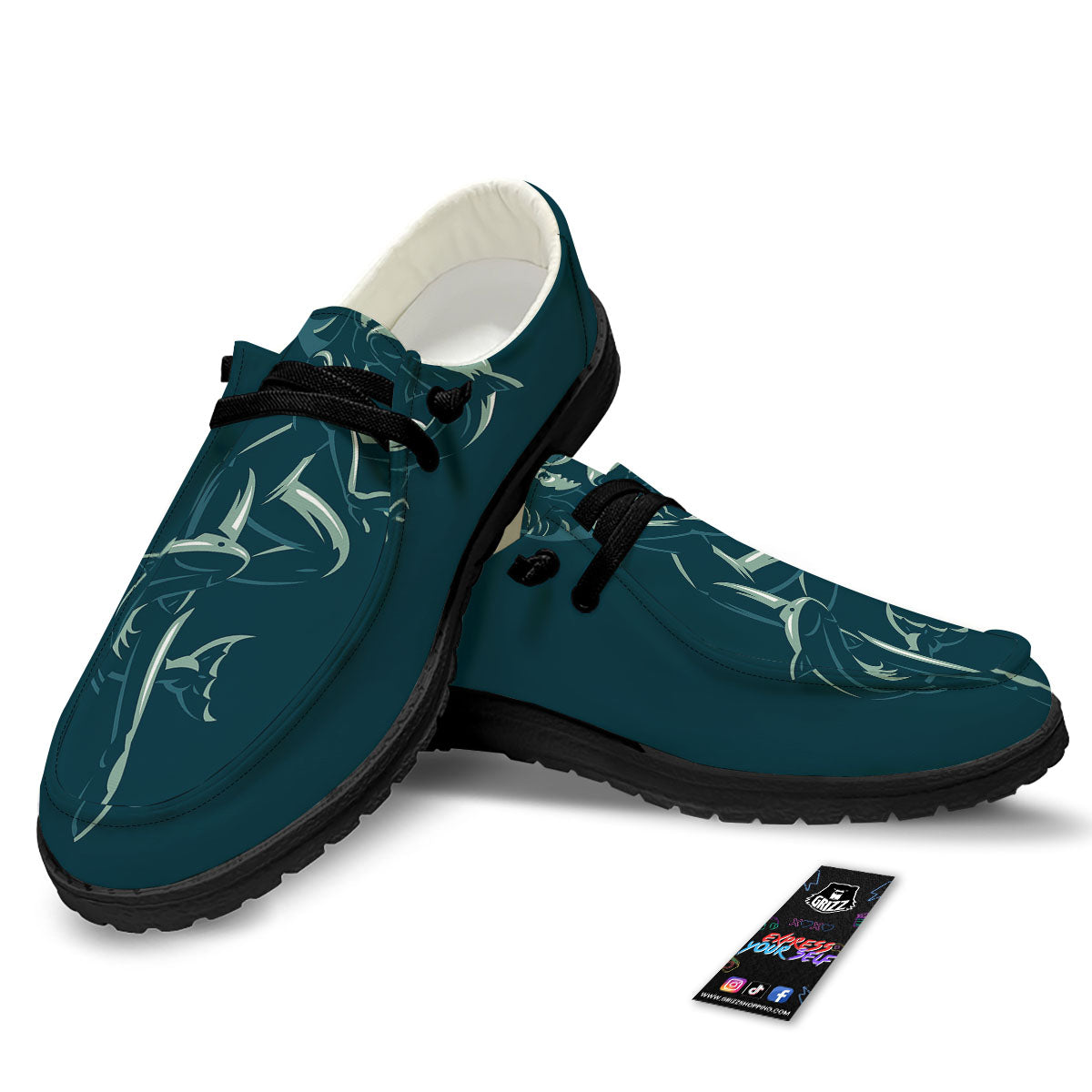 Pisces Sign Astrology Print Black Loafers-grizzshop