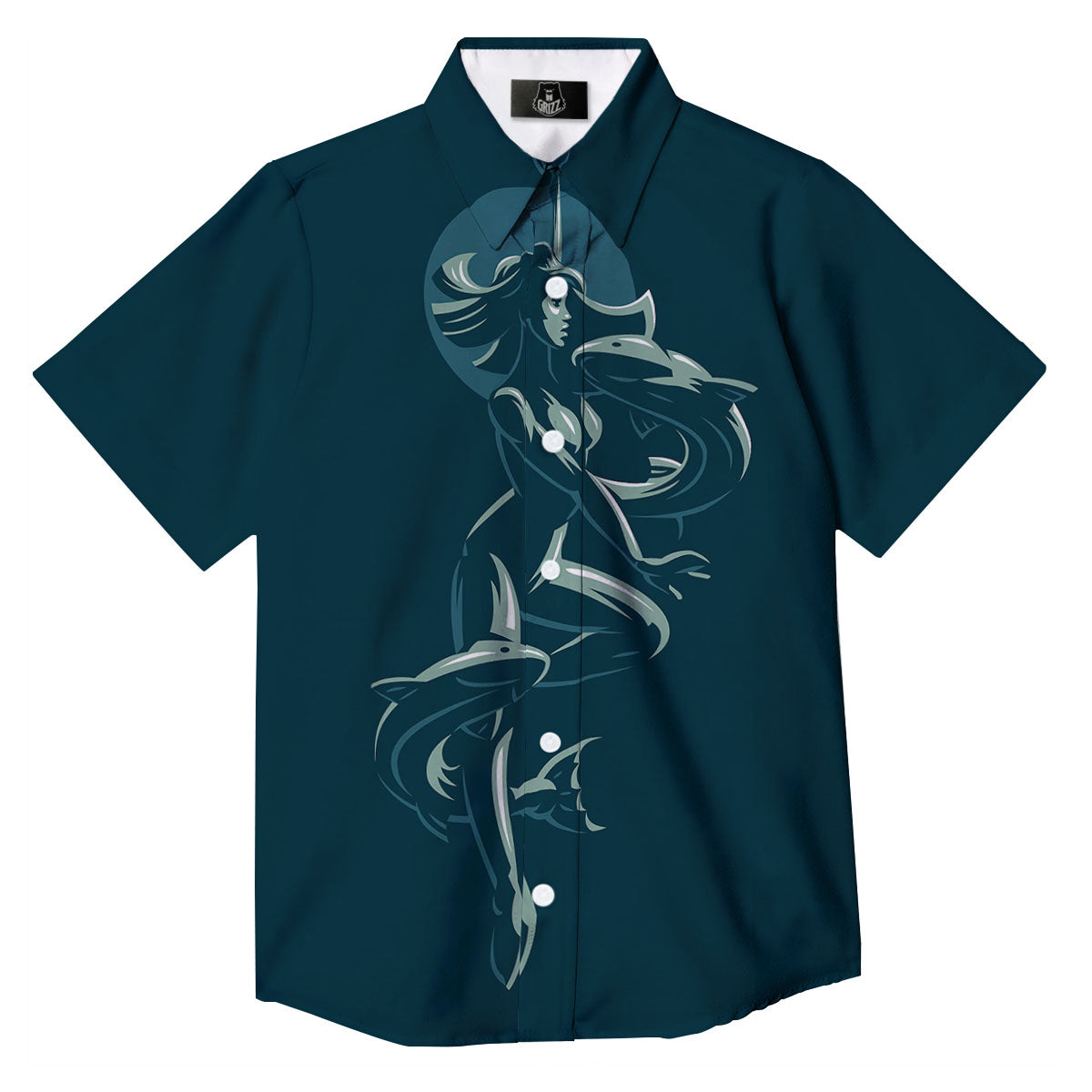 Pisces Sign Astrology Print Button Up Shirt-grizzshop