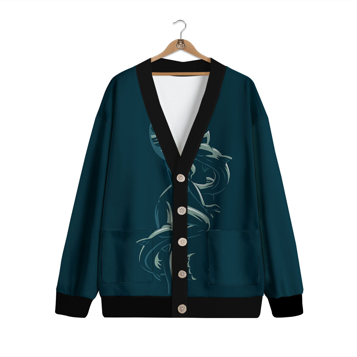 Pisces Sign Astrology Print Cardigan-grizzshop