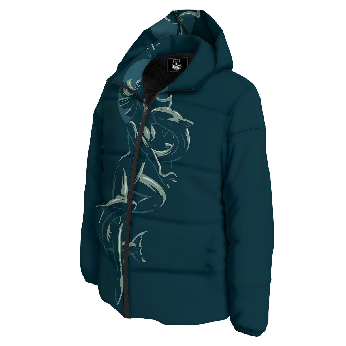 Pisces Sign Astrology Print Down Jacket-grizzshop