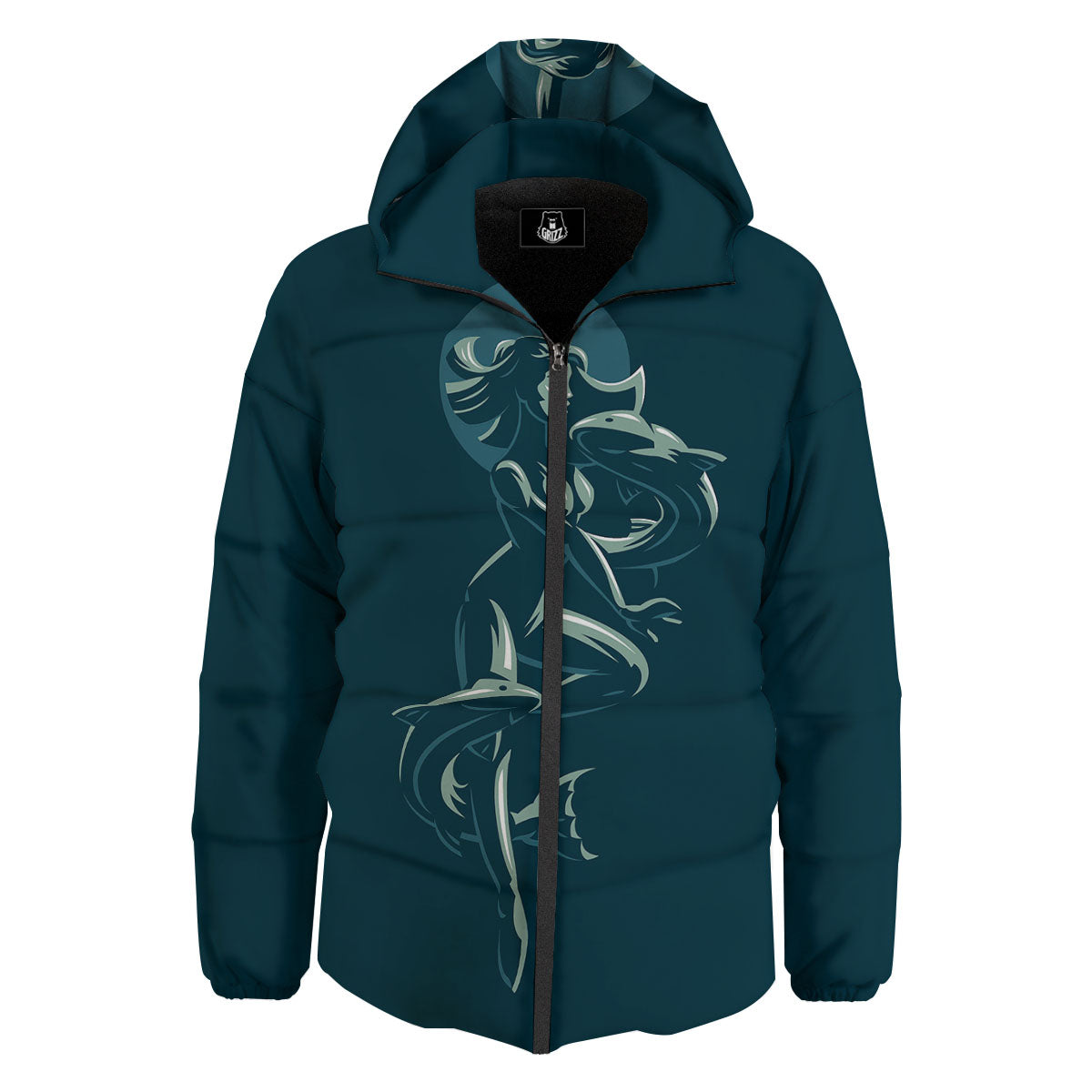 Pisces Sign Astrology Print Down Jacket-grizzshop