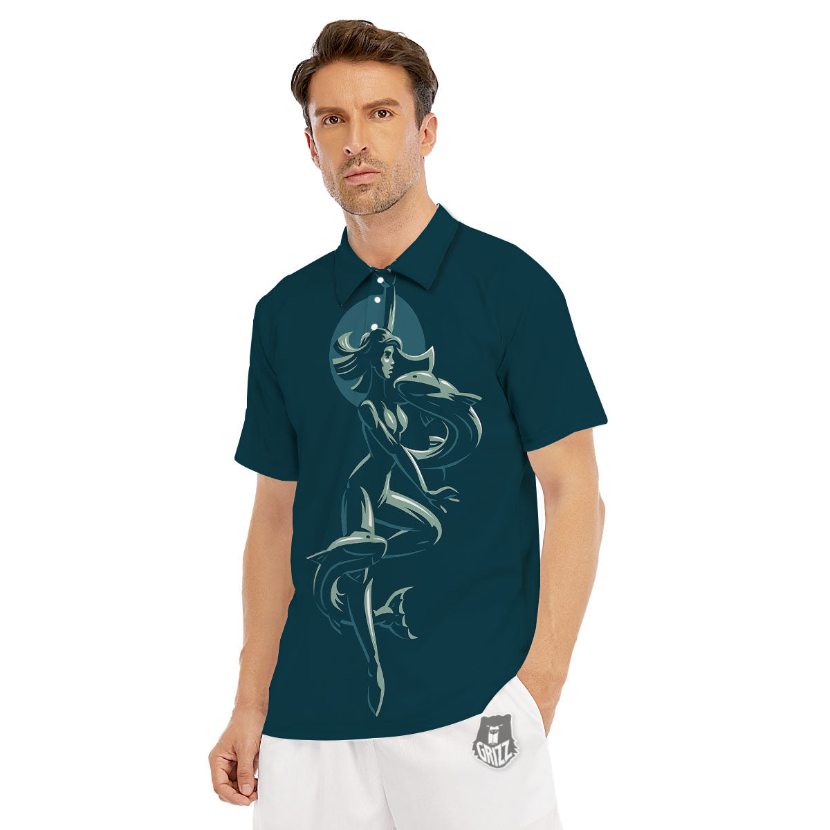 Pisces Sign Astrology Print Men's Golf Shirts-grizzshop