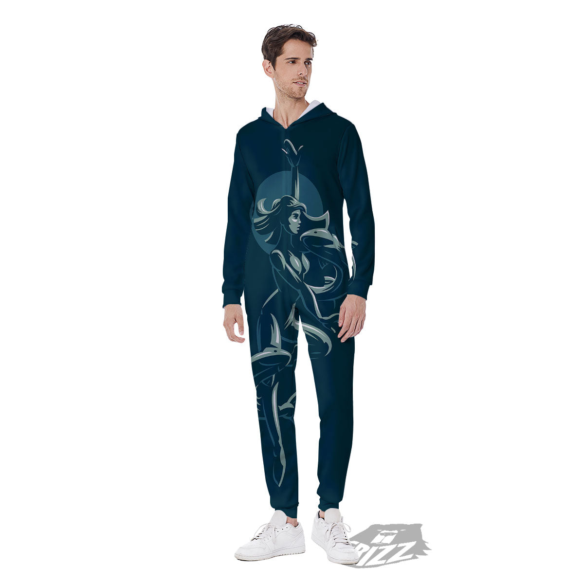 Pisces Sign Astrology Print Men's Jumpsuit-grizzshop