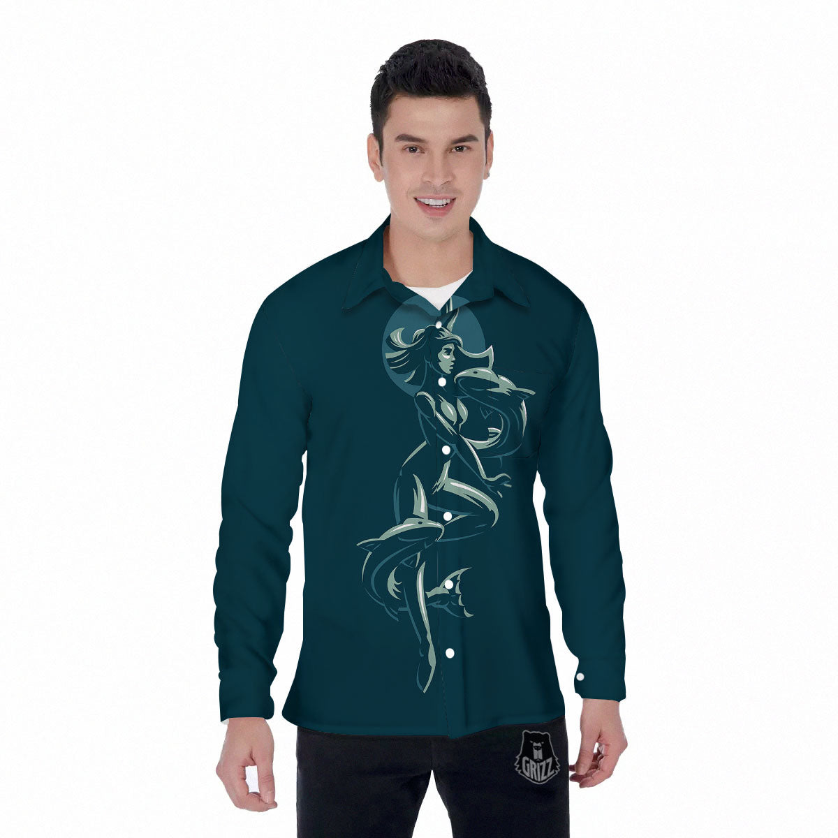 Pisces Sign Astrology Print Men's Long Sleeve Shirts-grizzshop