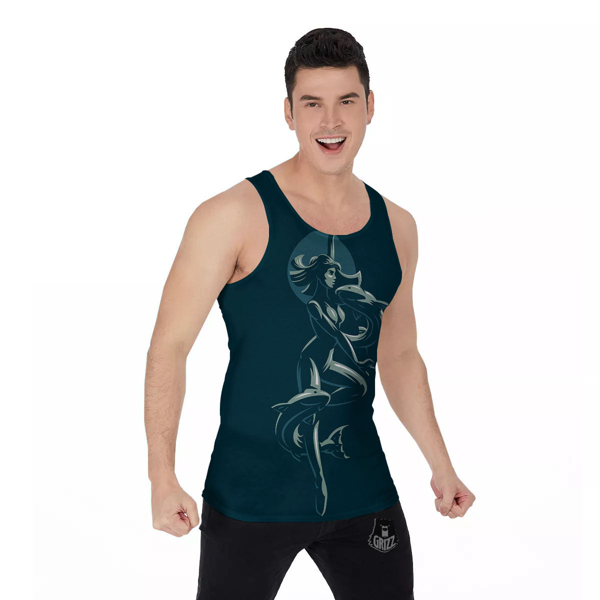 Pisces Sign Astrology Print Men's Tank Top-grizzshop