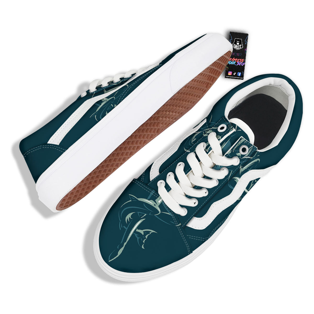 Pisces Sign Astrology Print Skate Shoes-grizzshop
