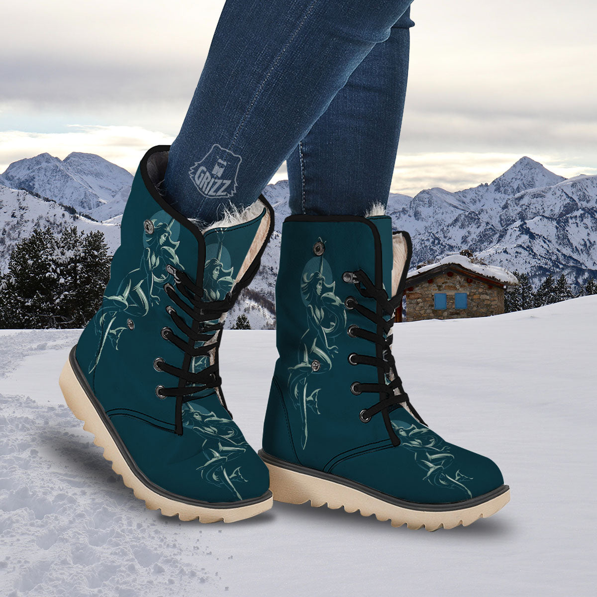 Pisces Sign Astrology Print Snow Boots-grizzshop