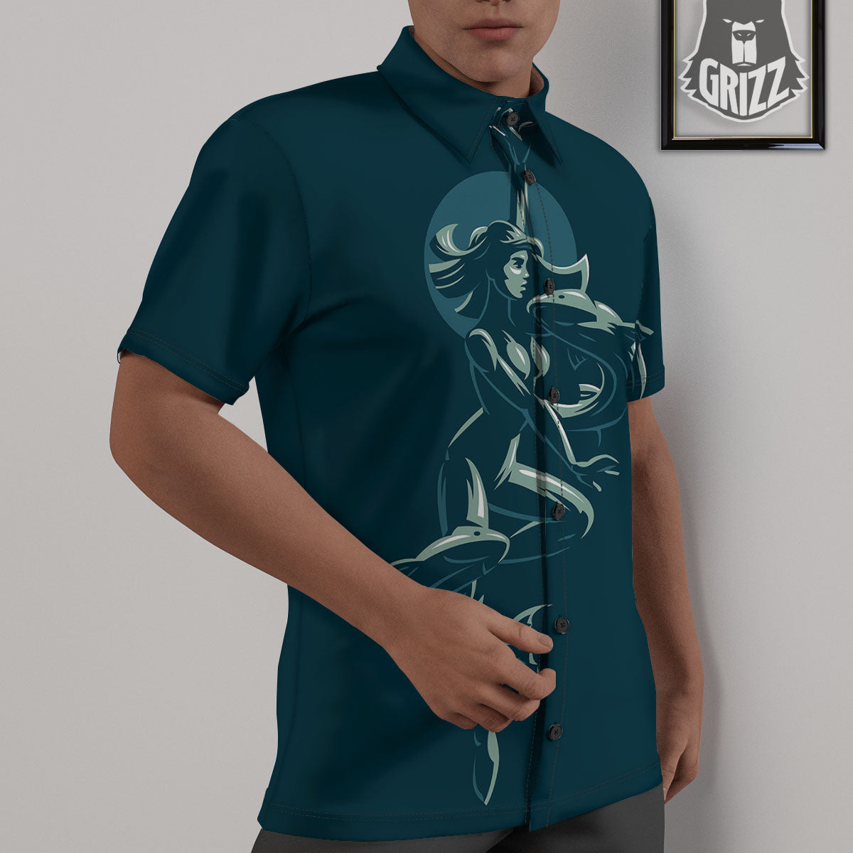 Pisces Sign Astrology Print Untucked Shirts-grizzshop