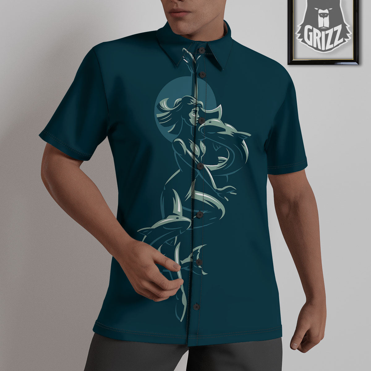 Pisces Sign Astrology Print Untucked Shirts-grizzshop