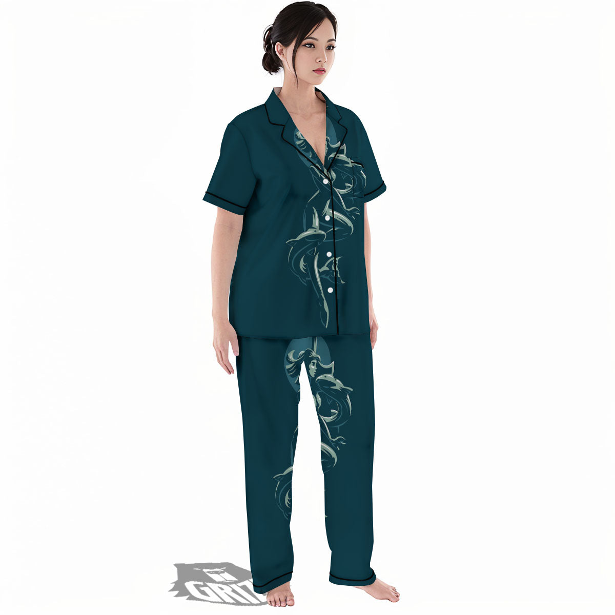 Pisces Sign Astrology Print Women's Pajamas Set-grizzshop