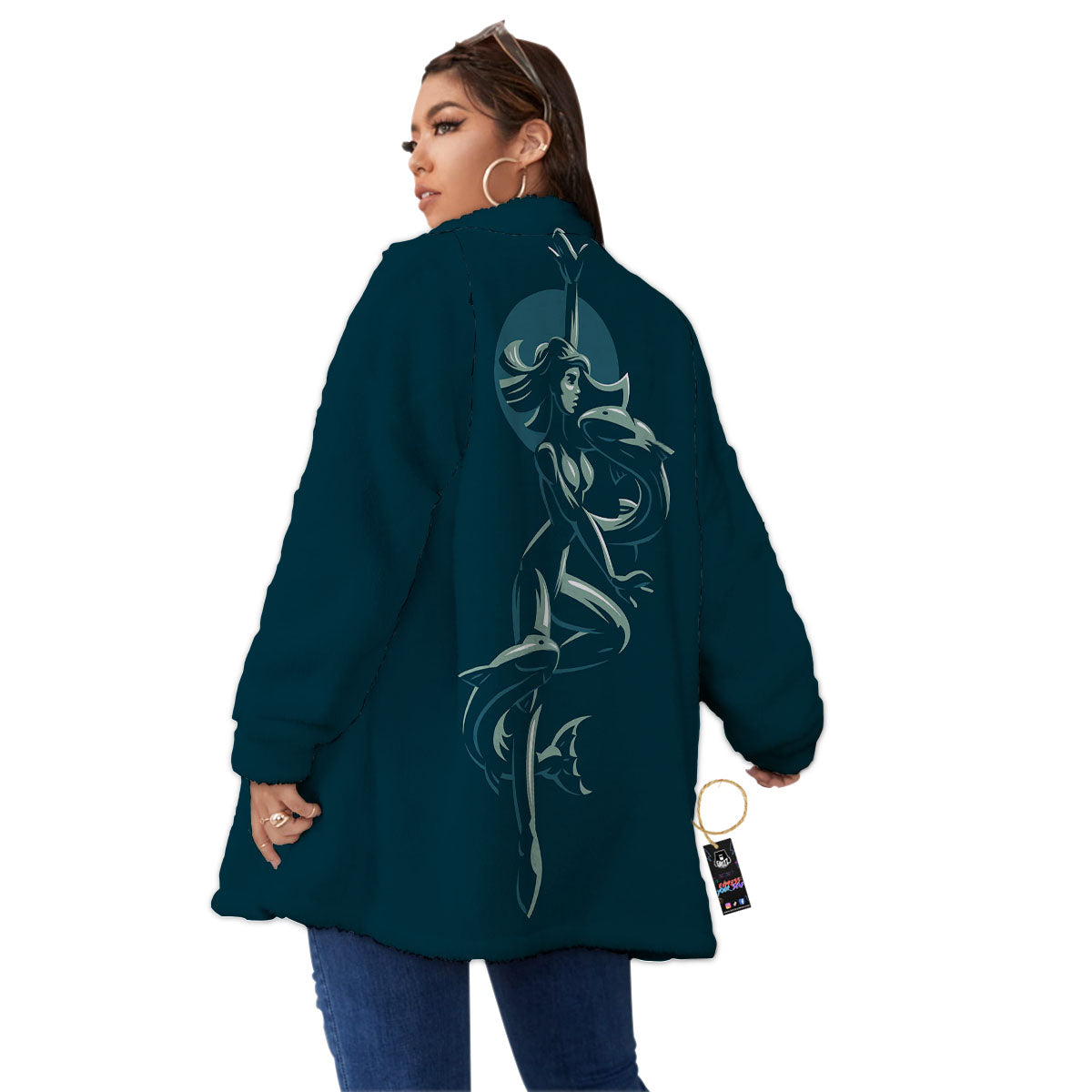 Pisces Sign Astrology Print Women's Sherpa Jacket-grizzshop