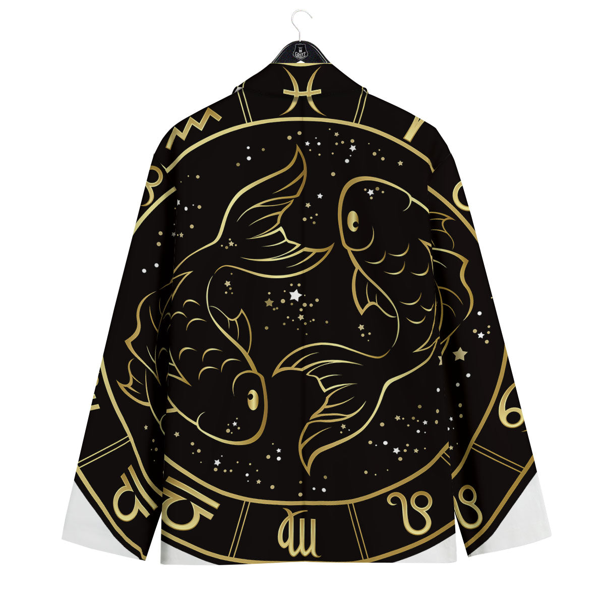 Pisces Sign Black And Gold Print Men's Sport Coat-grizzshop