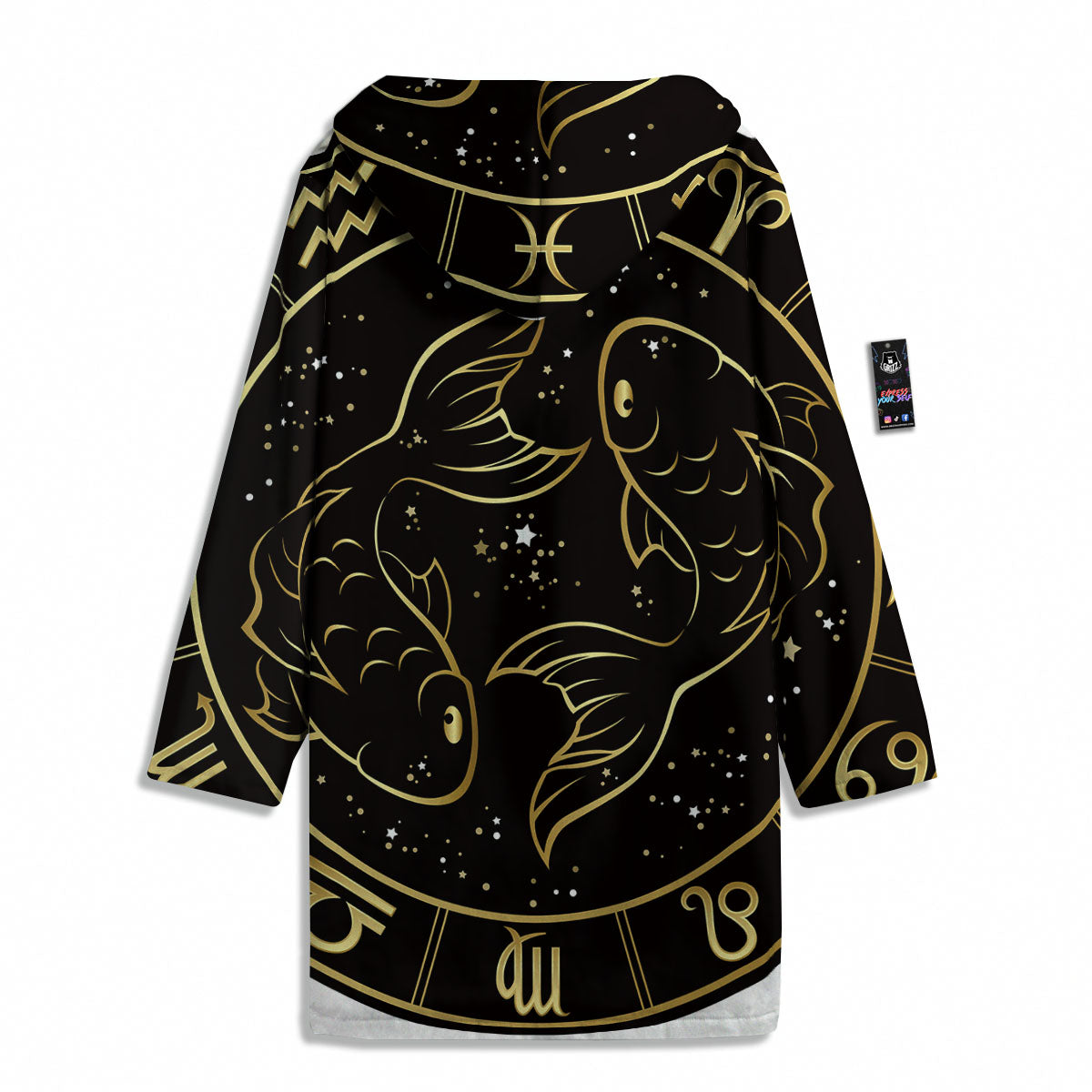 Pisces Sign Black And Gold Print Men's Windbreaker Jacket-grizzshop