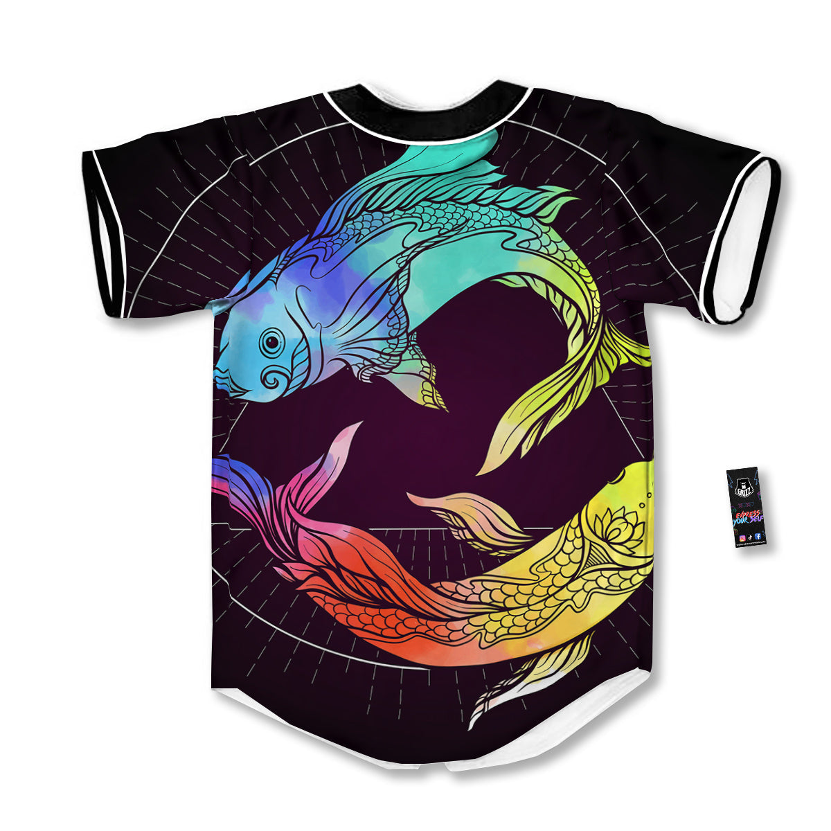 Pisces Sign Colorful Print Baseball Jersey-grizzshop