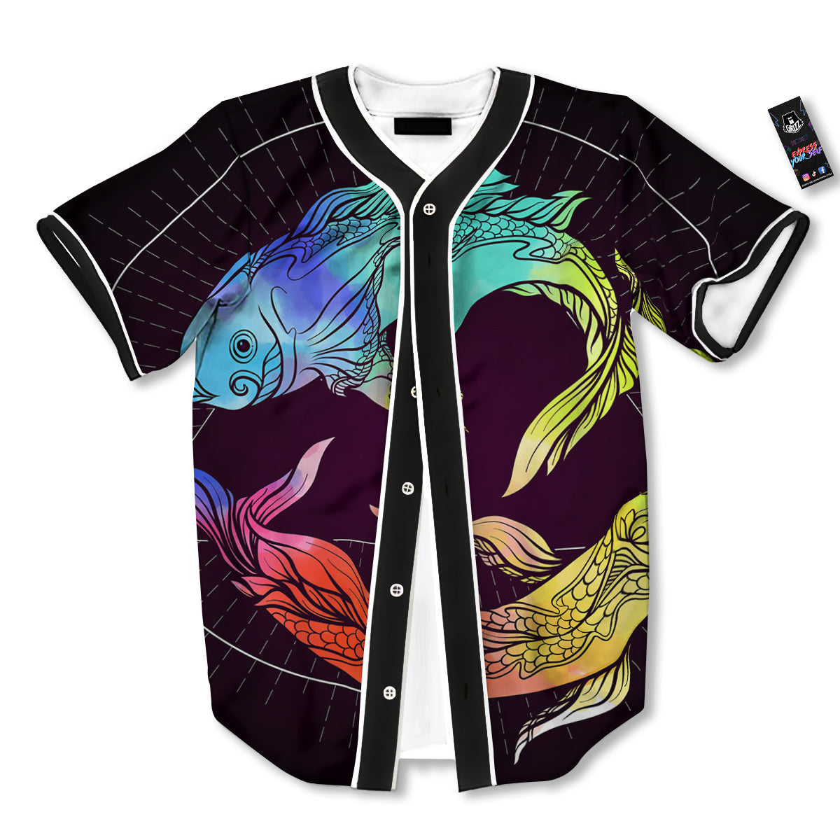 Pisces Sign Colorful Print Baseball Jersey-grizzshop