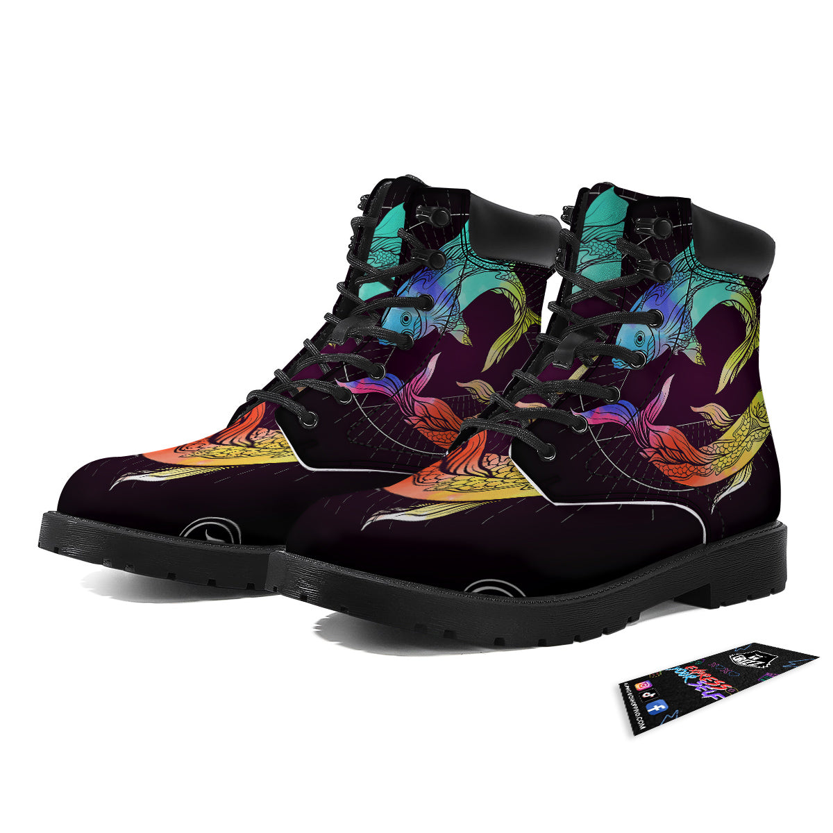 Pisces Sign Colorful Print Boots-grizzshop