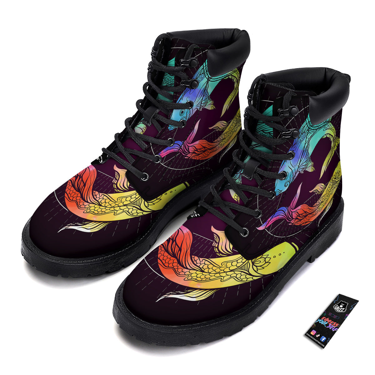 Pisces Sign Colorful Print Boots-grizzshop