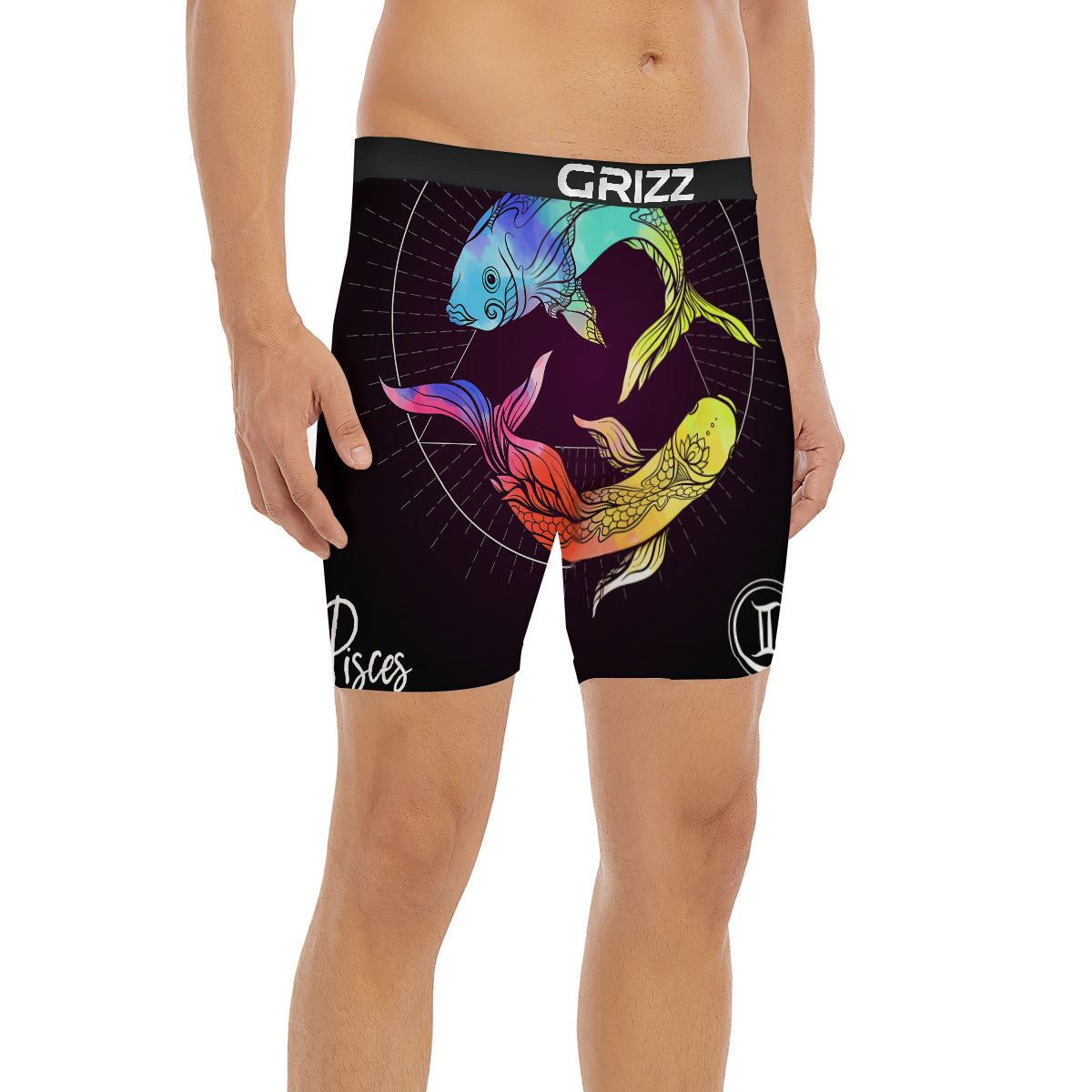 Pisces Sign Colorful Print Boxer Briefs-grizzshop