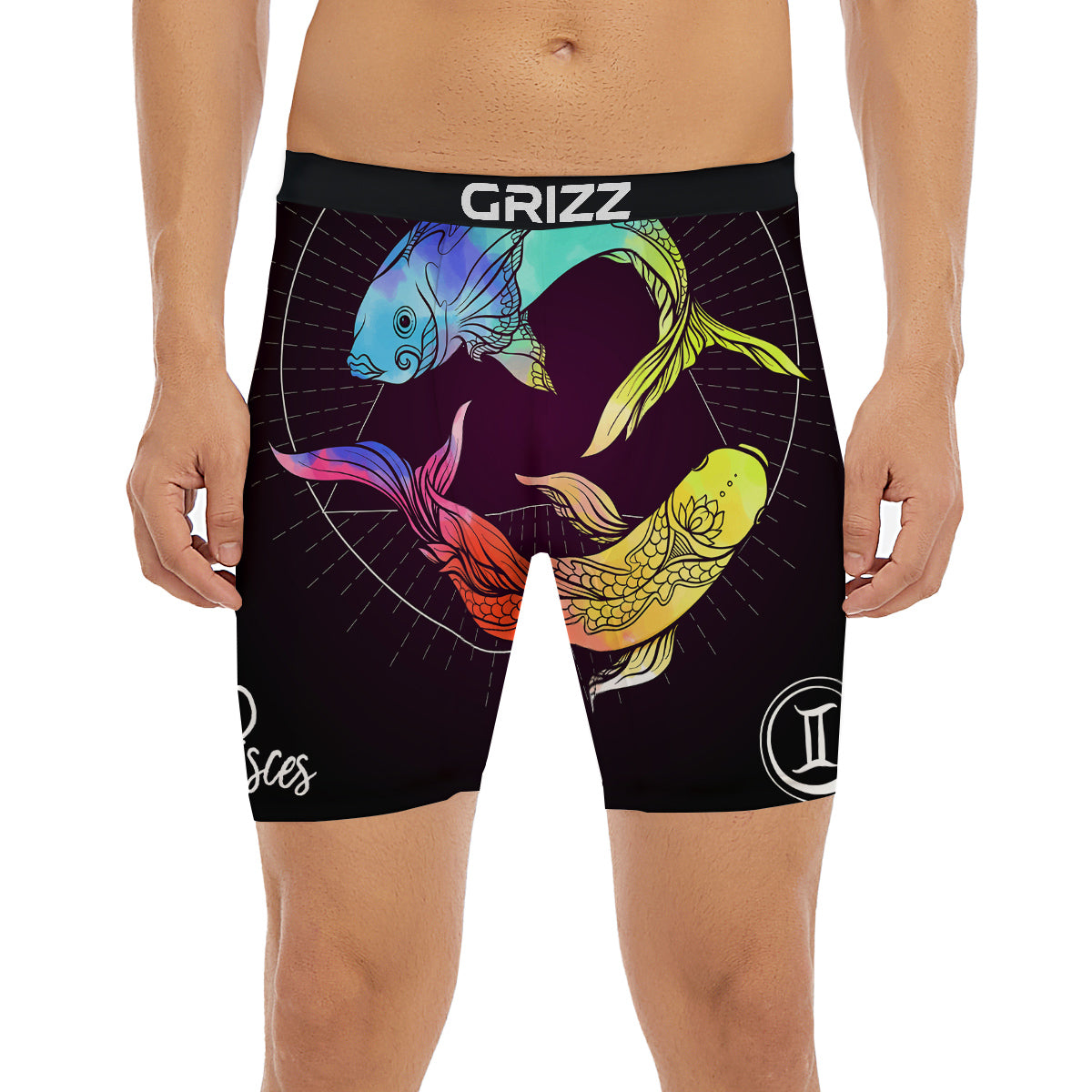 Pisces Sign Colorful Print Boxer Briefs-grizzshop