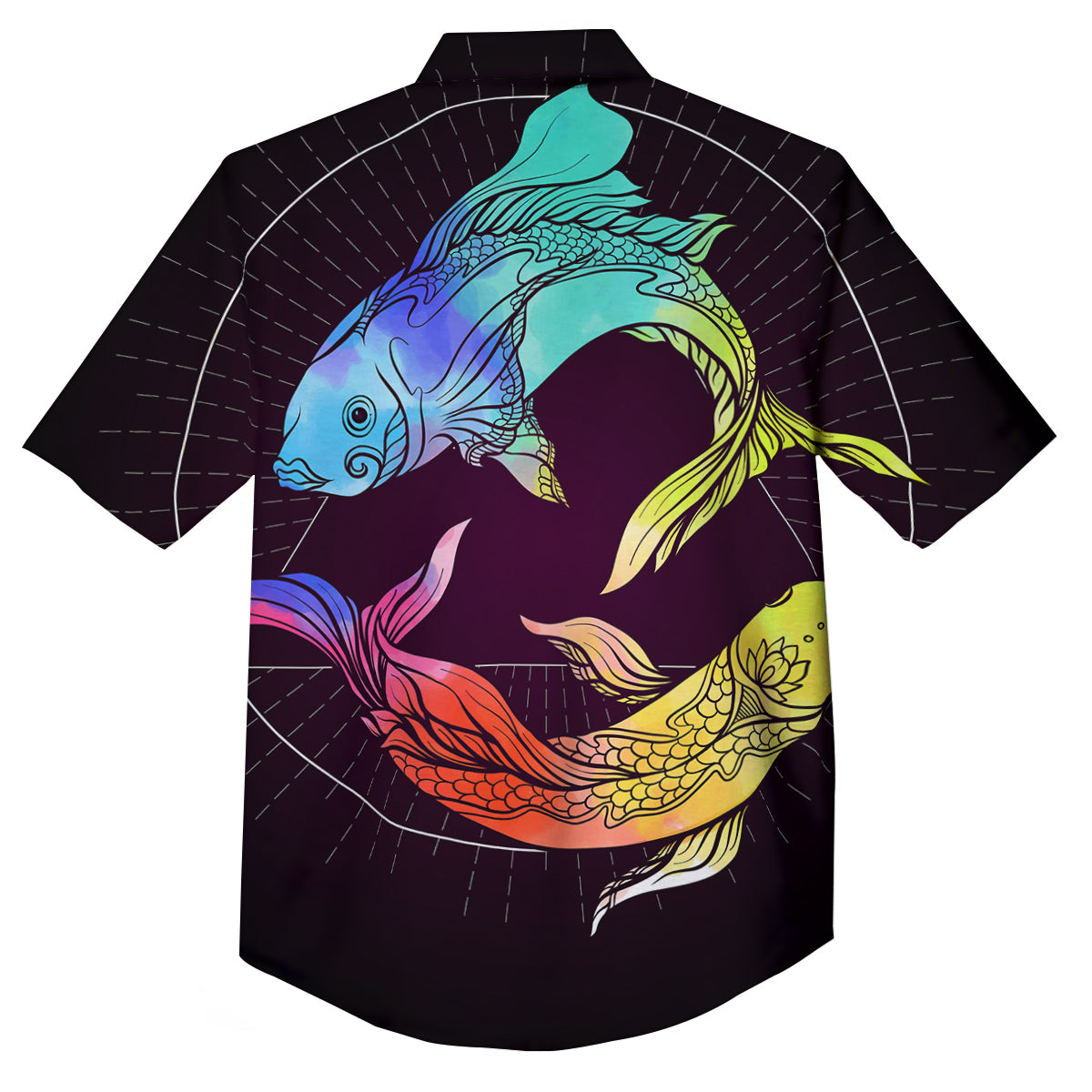 Pisces Sign Colorful Print Button Up Shirt-grizzshop