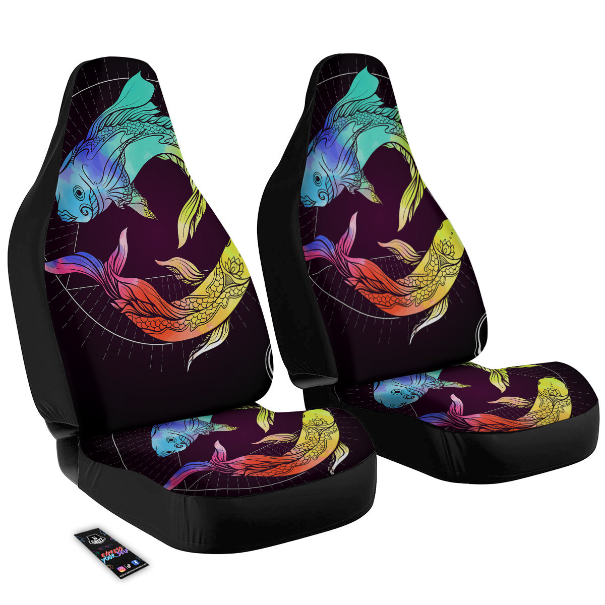Pisces Sign Colorful Print Car Seat Covers-grizzshop