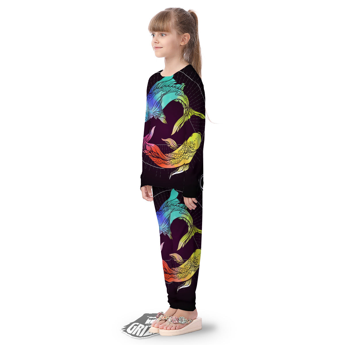 Pisces Sign Colorful Print Kid's Pajamas-grizzshop