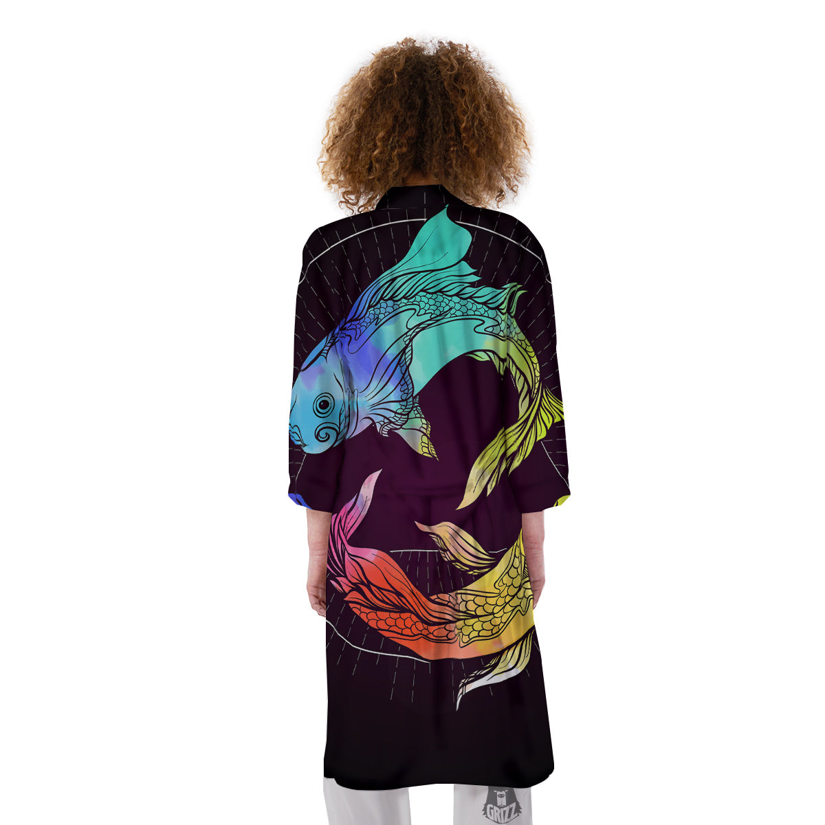 Pisces Sign Colorful Print Kimono-grizzshop