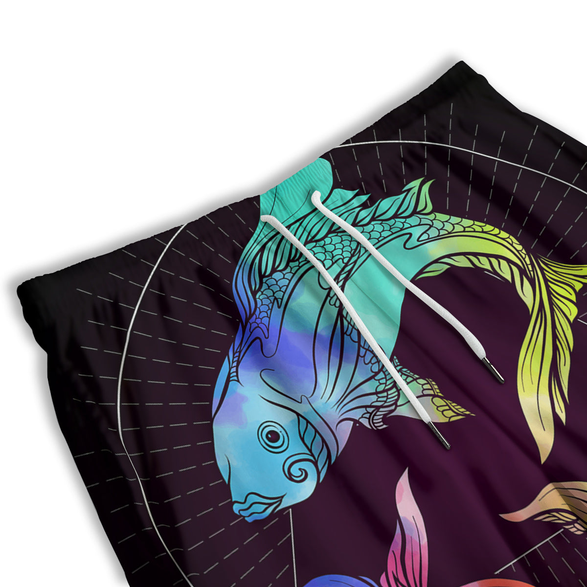 Pisces Sign Colorful Print Men's Athletic Shorts
