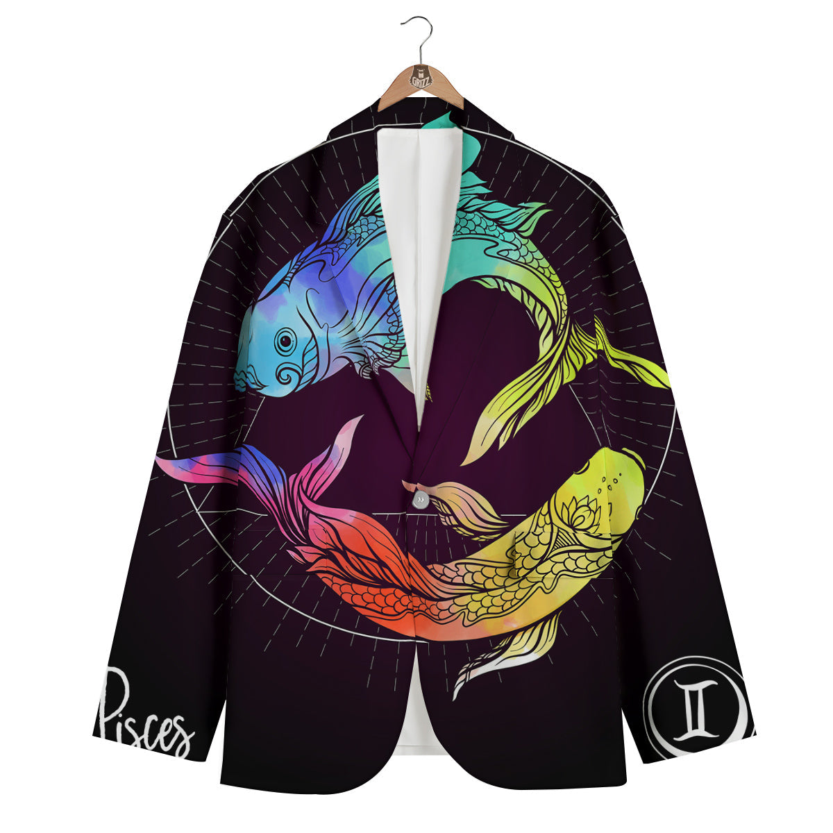 Pisces Sign Colorful Print Men's Blazer-grizzshop