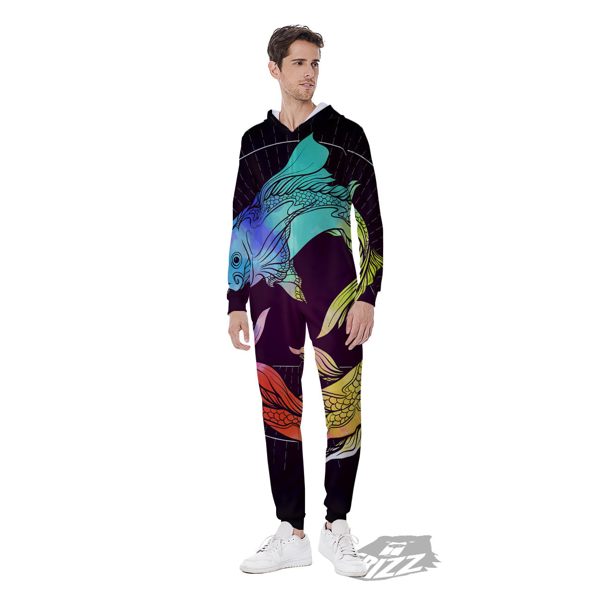 Pisces Sign Colorful Print Men's Jumpsuit-grizzshop