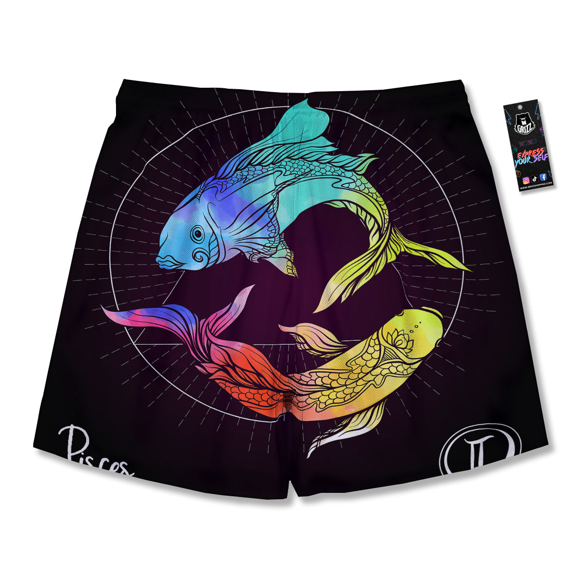 Pisces Sign Colorful Print Men's Running Shorts-grizzshop