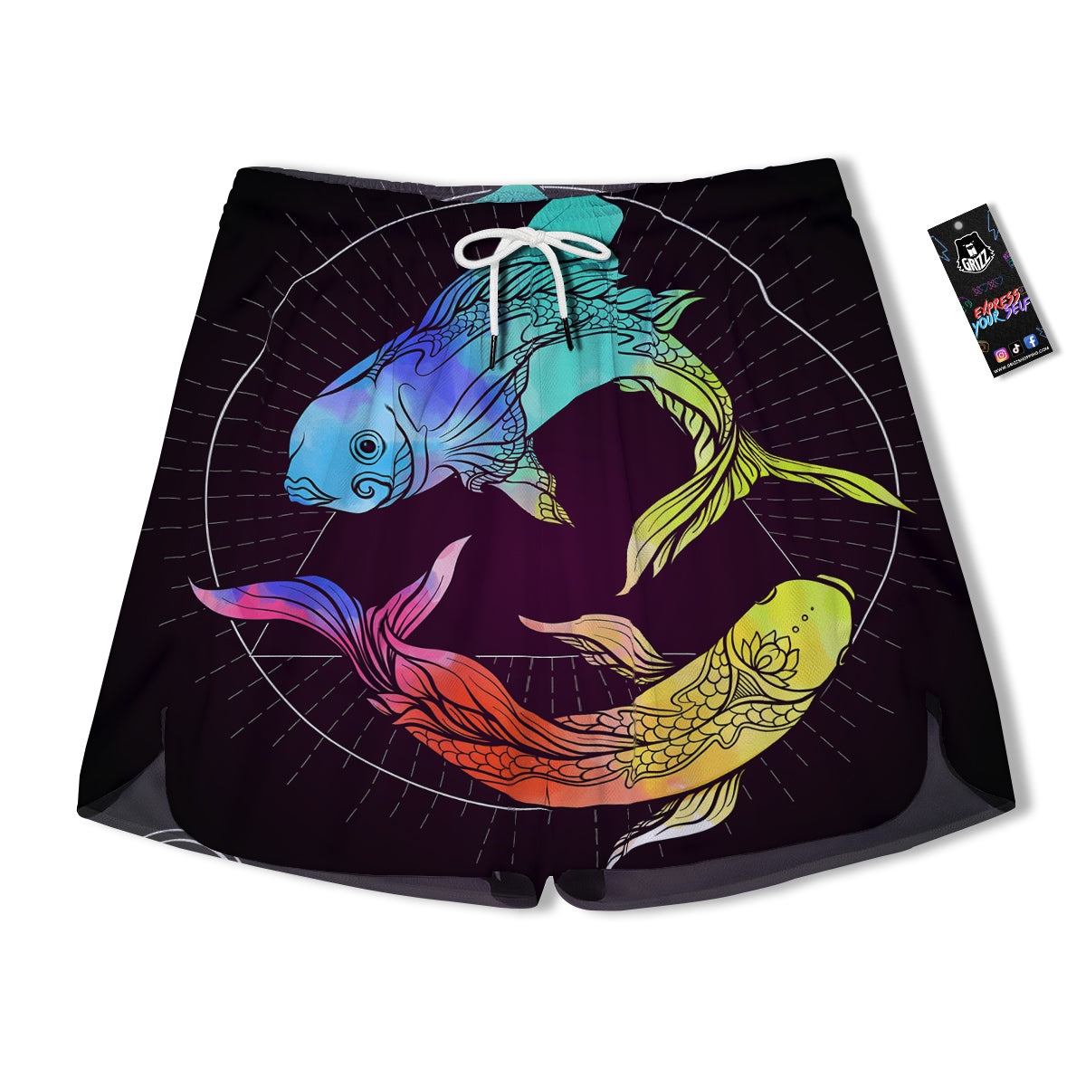 Pisces Sign Colorful Print Men's Running Shorts-grizzshop