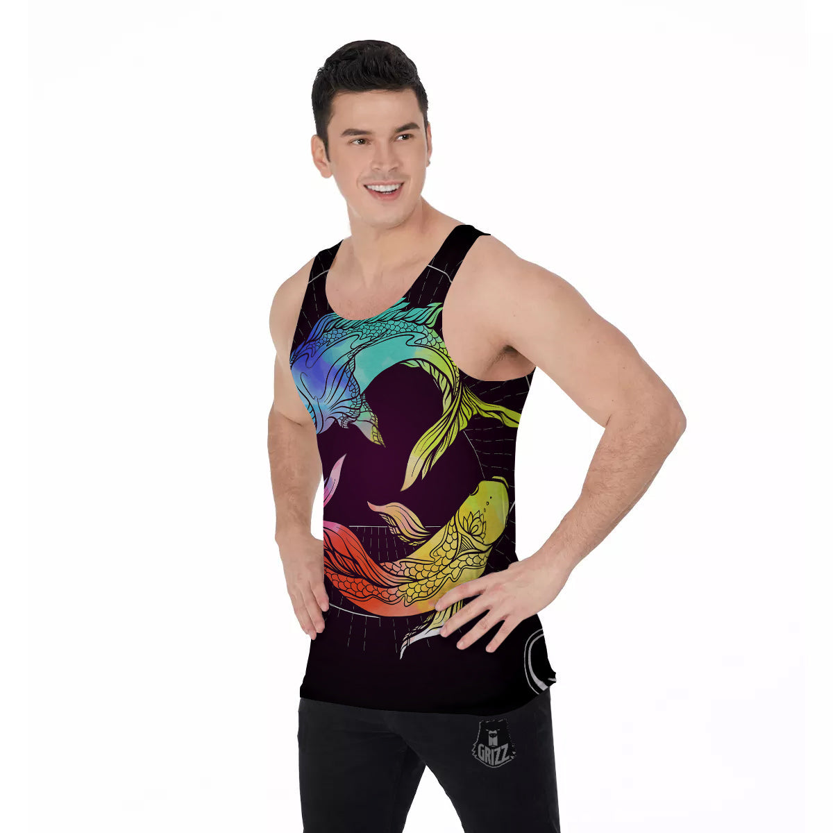 Pisces Sign Colorful Print Men's Tank Top-grizzshop