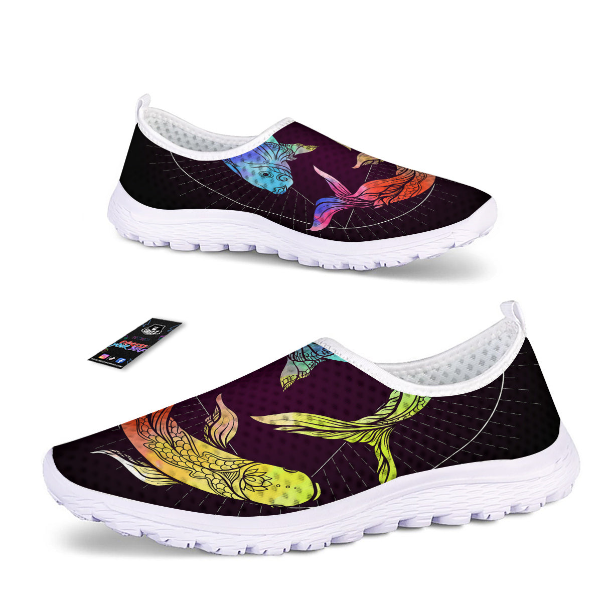 Pisces Sign Colorful Print Nurse Shoes-grizzshop