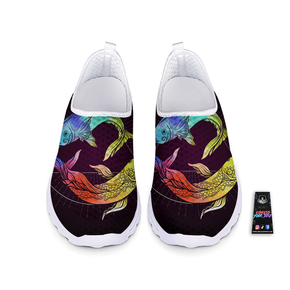 Pisces Sign Colorful Print Nurse Shoes-grizzshop