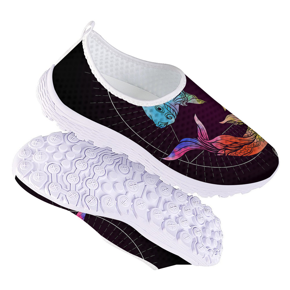 Pisces Sign Colorful Print Nurse Shoes-grizzshop