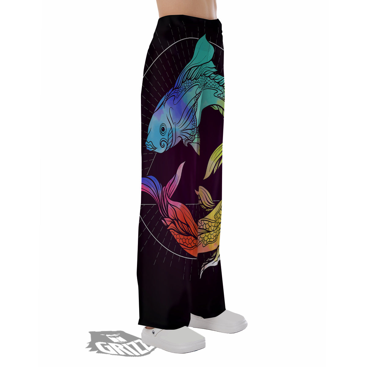 Pisces Sign Colorful Print Pajama Pants-grizzshop