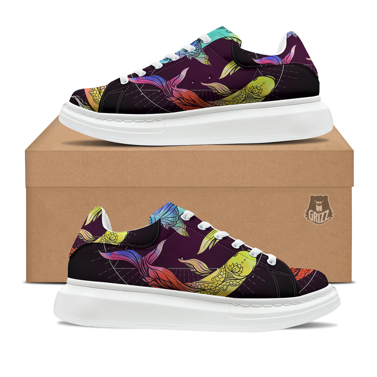 Pisces Sign Colorful Print Platform Shoes-grizzshop