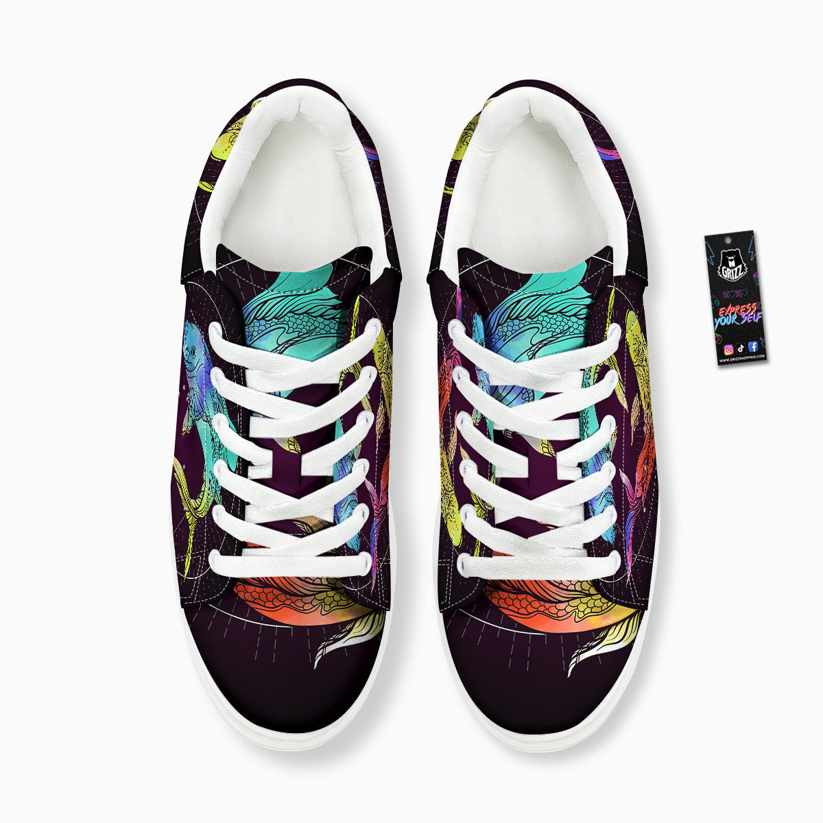 Pisces Sign Colorful Print Platform Shoes-grizzshop