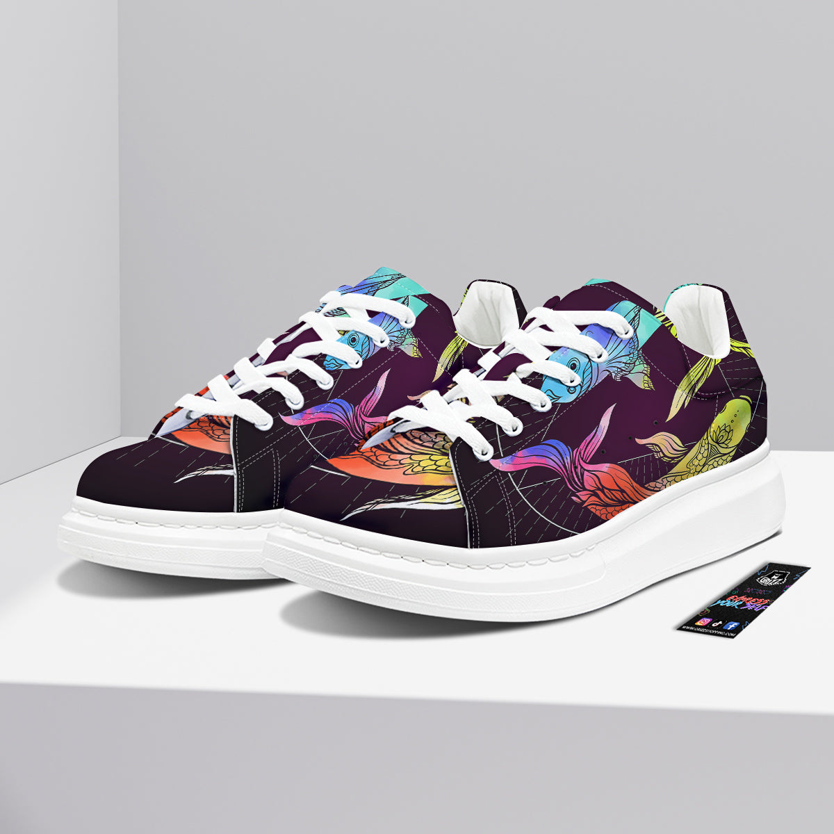 Pisces Sign Colorful Print Platform Shoes-grizzshop